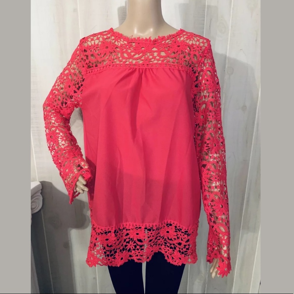 NON BRANDED HOT PINK BLOUSE KNITTED SIZE XXXL